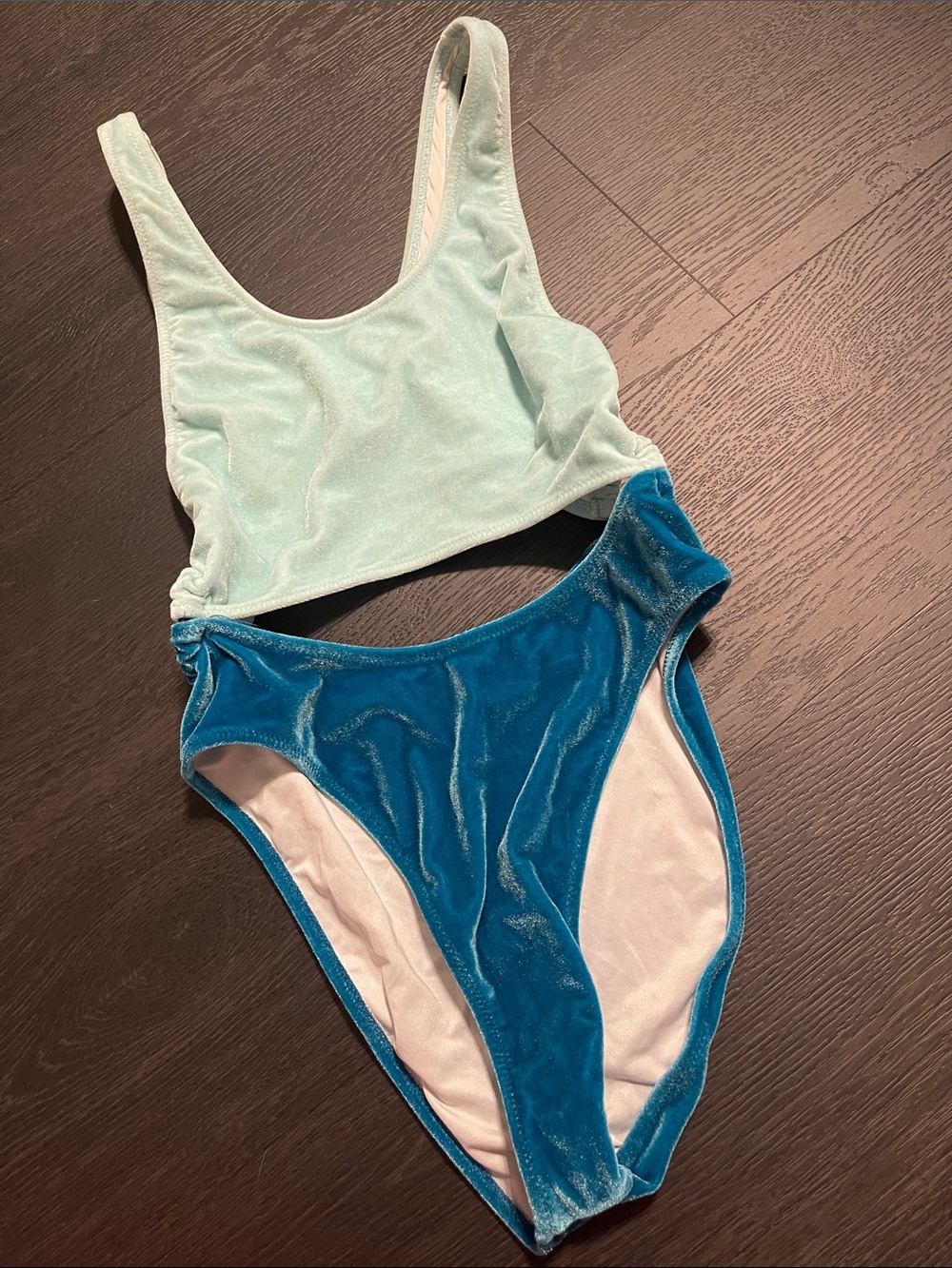 PINK Victoria’s Secret Velvet One-Piece Swimsuit in Mint and Teal